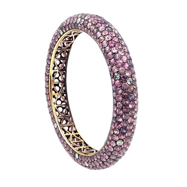 Estate Collection of (3) Designer Gold Tsavorite and Sapphire Bangles by Etho Maria
