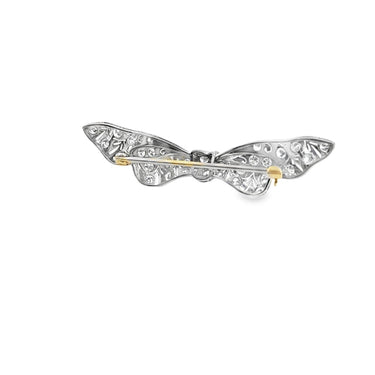 Estate Art Deco Platinum and Diamond Knotted Bow Brooch