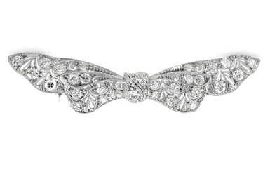 Estate Art Deco Platinum and Diamond Knotted Bow Brooch