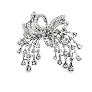 Estate Vintage Platinum and Diamond Bow Brooch