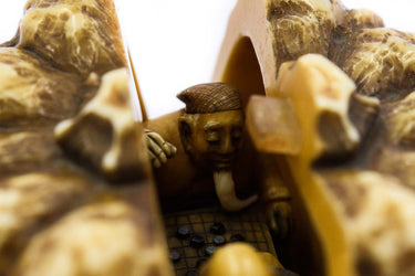 Netsuke Checkers Players in Gourd by Shodo