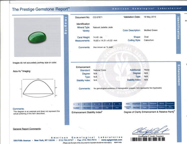 Estate Exquisite Loose Natural Apple Green Jadeite Jade 14.40 AGL Report 67871