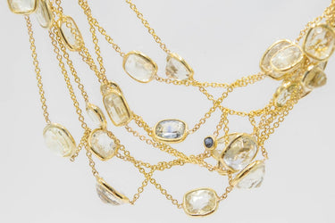 Estate Yellow Gold and White Sapphire Extra Long Necklace