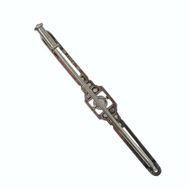 Art Deco 18K White Gold Diamond Bar Brooch by JB (Jacoby-Bender).
