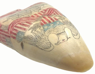 Rare 19th Century POLYCHROME SCRIMSHAW WHALE'S TOOTH