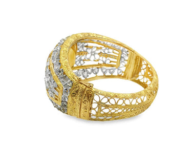 Large Aquamarine, Diamond and Citrine Bangle.