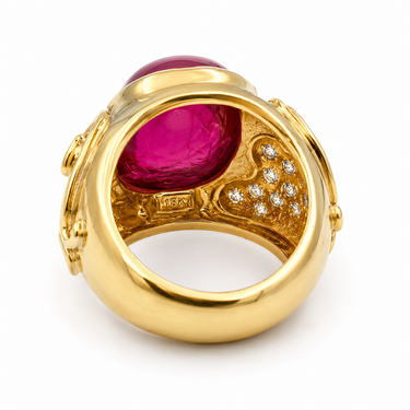 18K Gold Rubelite and Diamond Ring