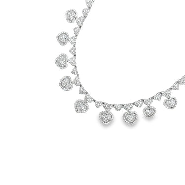 18K White Gold Diamond Heart Necklace