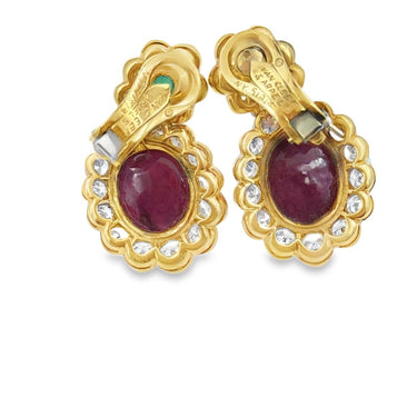 Vintage Van Cleef & Arpels Ruby, Emerald & Diamond Ear Clips