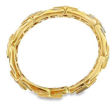 Vintage Bulgari 18K Gold Gemstone and Diamond Cuff Bangle, Serial No. BA6629