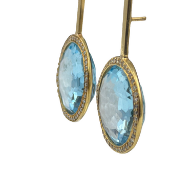 Blue Topaz and Diamond Drop Earrings