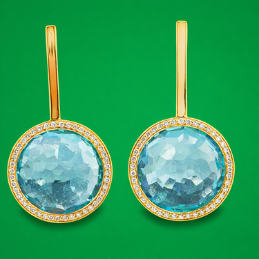 Blue Topaz and Diamond Drop Earrings