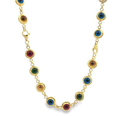 Convertible Multicolored Evil Eye Glass Necklace/Bracelet Suite