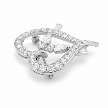 Platinum 1950s Mid‑Modern Sweetheart Brooch/Pendant