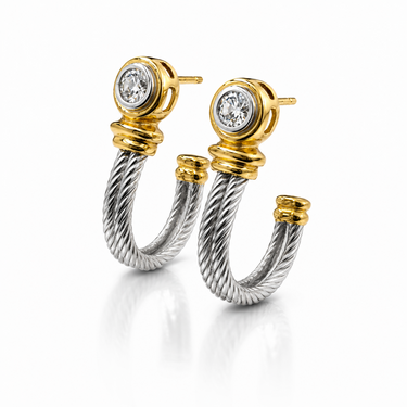 Pair of Cable Hoop Earrings