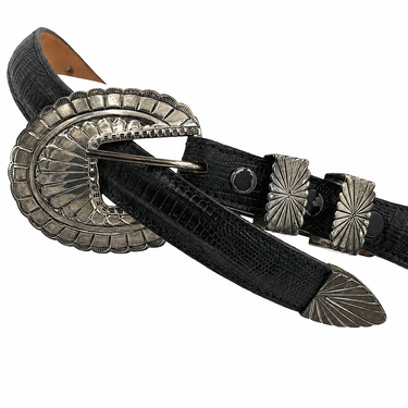 Navajo Sterling Silver Ranger Belt Set, Signed “Loefig Platero”