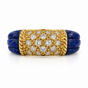 18K Gold Diamond and Lapis Band