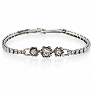 1950s Platinum and 14K Gold Diamond Bracelet