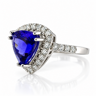 18K White Gold Tanzanite and Diamond Ring.