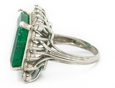 Estate Vintage Platinum Diamond and Emerald Bon Bon Ring AGL Report 1132249