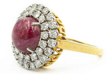 Estate Yellow Gold Diamond and Star Ruby Ring