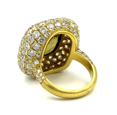 Estate Designer Yellow Gold Diamond and Chrysoberyl Ring By Jared Lehr