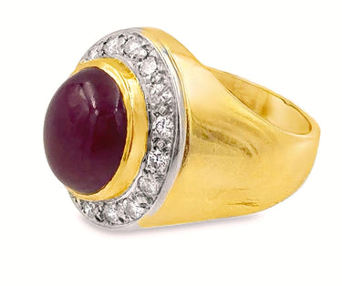 Estate Yellow Gold Diamond and Ruby Ring