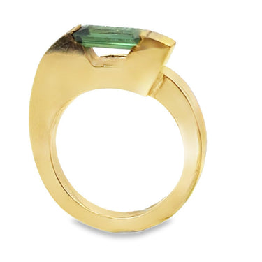 Estate Yellow Gold Diamond and Tourmaline Bypass Ring