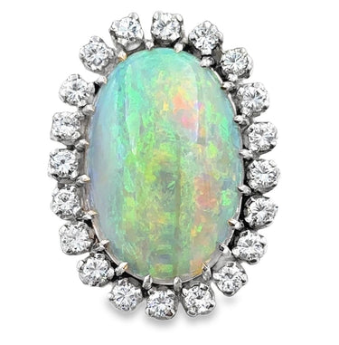Estate Vintage Australian Opal and Diamond Ring