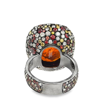 Unique Spessartite garnet and diamond ring by Jared Lehr