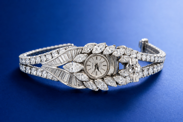 Ladies Swiss Platinum and Diamond Covered Wristwatch by Sellita Circa 1950's
