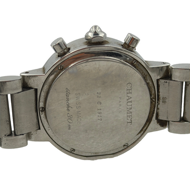 Chaumet Paris Stainless Steel Chronograph, Black Dial, Serial 22 C 1917.