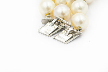 Estate White Gold Pearl and Diamond Bracelet with 2 Pearl Extension Strands