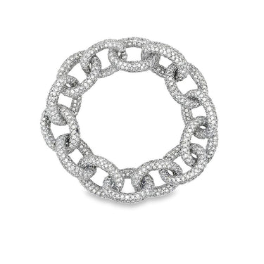 Estate White Gold and Diamond Large Oval Link Bracelet