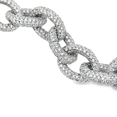 Estate White Gold and Diamond Large Oval Link Bracelet