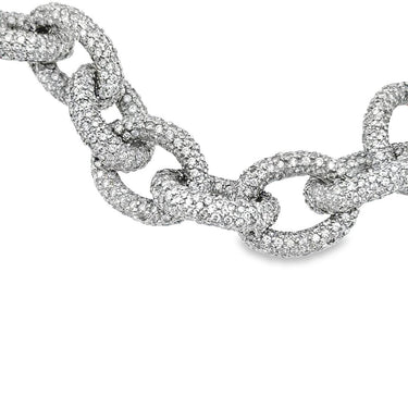 Estate White Gold and Diamond Large Oval Link Bracelet