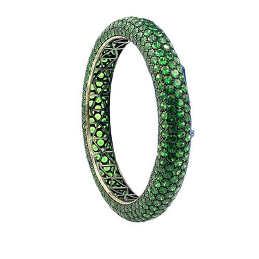 Estate Collection of (3) Designer Gold Tsavorite and Sapphire Bangles by Etho Maria