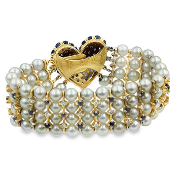 Estate Sapphire and Diamond Heart Bracelet