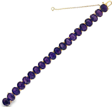 Vintage 14K Yellow Gold Siberian Amethyst Bracelet.