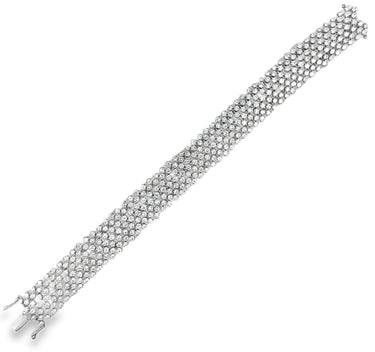 Estate White Gold and Diamond 7 Row Ultra Flex Design Bracelet
