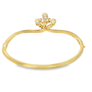 Victorian Tiara-Style Bypass Bangle Bracelet in 14K Yellow Gold.