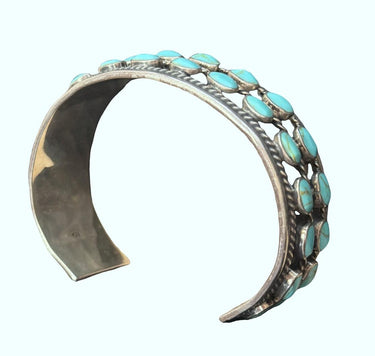Estate Vintage Native American Sterling Silver Turquoise Bangle Bracelet