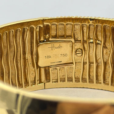 Vintage 18K gold Stardust diamond cuff bangle by Hueb.
