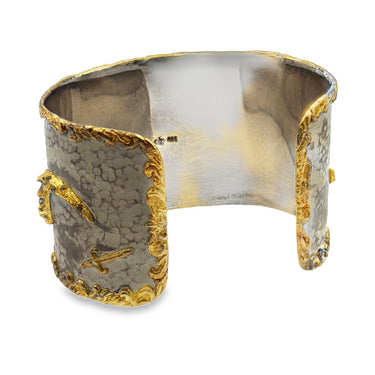 Wide chrysoprase cuff bracelet by Victor Velyan
