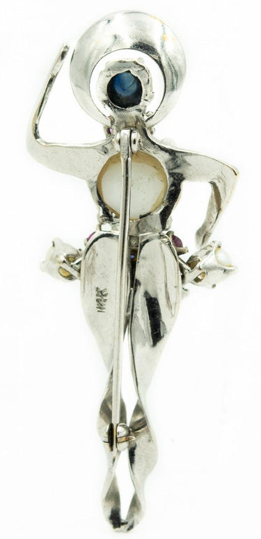 Estate Whimsical White Gold Ballerina Brooch