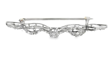 Estate Art Deco Platinum and Diamond Knotted Bow Brooch