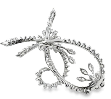 Estate Vintage White Gold and Diamond Open Frame Drop Design Brooch/Pendant