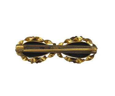 Victorian Gold‚ÄëFilled Micro Mosaic Onyx Brooch.