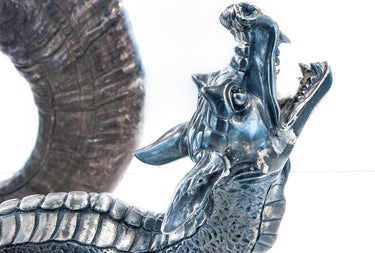 Victorian Silver Mounted Ram's Horn Dragon Spirit Lamp