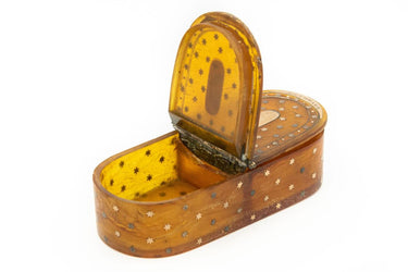 Estate Rare French Victorian Tortoise Shell Golden Star Snuff Box